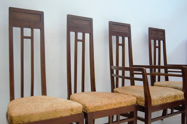 Italian Arts & Crafts Dining Chairs, Set of 4-HUR-1315156