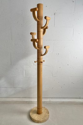 Italian Ash Wood and Travertine Coat Stand in the Style of Ettore Sottsass-IEI-937296