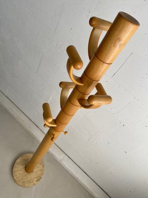 Italian Ash Wood and Travertine Coat Stand in the Style of Ettore Sottsass-IEI-937296