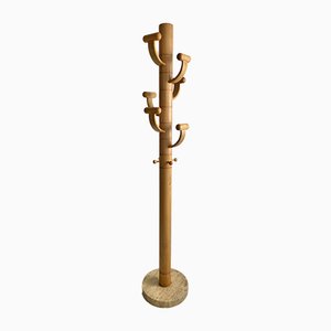 Italian Ash Wood and Travertine Coat Stand in the Style of Ettore Sottsass-IEI-937296