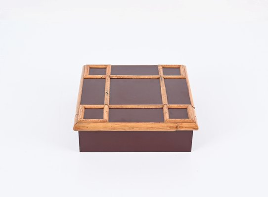 Italian Bakelite and Bamboo Square Decorative Box by Tommaso Barbi, 1980s-JDR-1736589