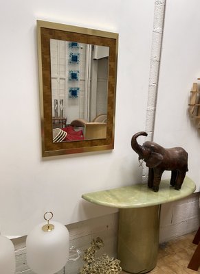 Italian Bamboo and Brass Mirror from Dal Vera, 1970s-FUE-1031309