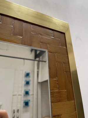 Italian Bamboo and Brass Mirror from Dal Vera, 1970s-FUE-1031309