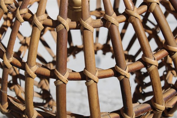 Italian Bamboo and Brass Round Ceiling Lamp, 1950s-EH-1720185