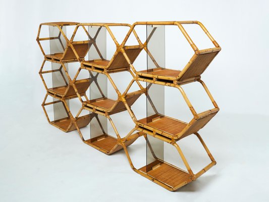 Italian Bamboo and Brass Wall Shelves by Purini and Mariani for Vivai Del Vivai, 1976-YJA-1078729