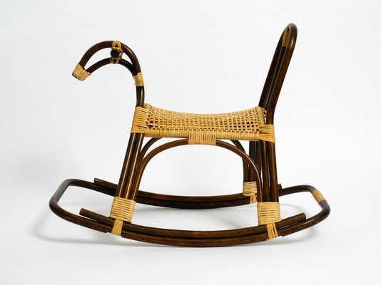 Italian Bamboo and Rattan Rocking Horse Attributed to Franco Albini, 1960s-RR-859597