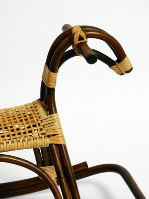 Italian Bamboo and Rattan Rocking Horse Attributed to Franco Albini, 1960s-RR-859597