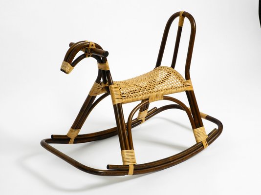 Italian Bamboo and Rattan Rocking Horse Attributed to Franco Albini, 1960s-RR-859597