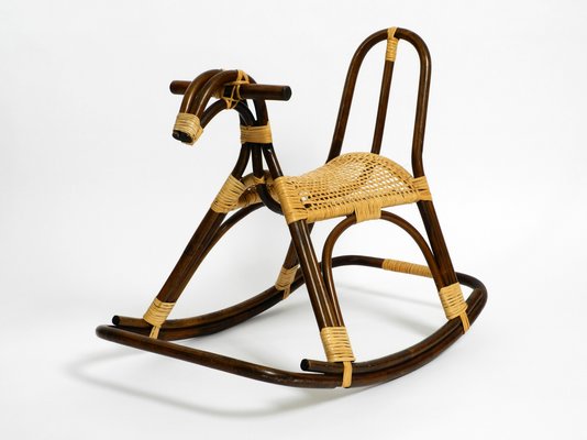 Italian Bamboo and Rattan Rocking Horse Attributed to Franco Albini, 1960s-RR-859597