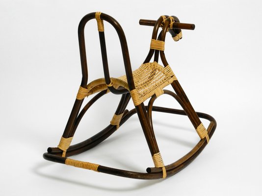 Italian Bamboo and Rattan Rocking Horse Attributed to Franco Albini, 1960s-RR-859597