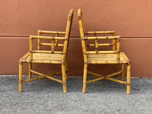 Italian Bamboo and Vienna Straw Armchairs, 1970s, Set of 2-PYA-901393