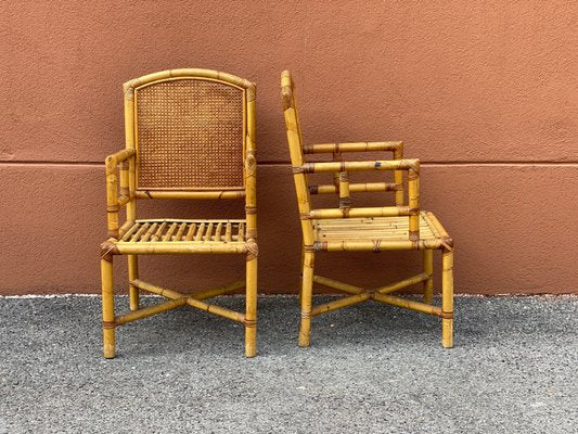 Italian Bamboo and Vienna Straw Armchairs, 1970s, Set of 2-PYA-901393