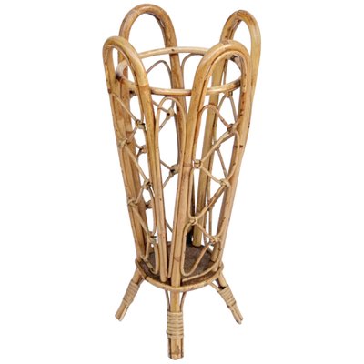 Italian Bamboo and Wicker Umbrella Stand in the Style of Franco Albini, 1950s-JDR-1126202