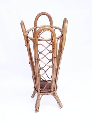 Italian Bamboo and Wicker Umbrella Stand in the Style of Franco Albini, 1950s-JDR-1126202