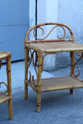 Italian Bamboo Bedside Tables, 1950s, Set of 2-EH-1298646