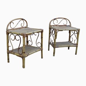 Italian Bamboo Bedside Tables, 1950s, Set of 2-EH-1298646