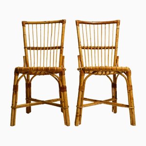 Italian Bamboo Dining Chairs, 1960s, Set of 2-RR-1440980