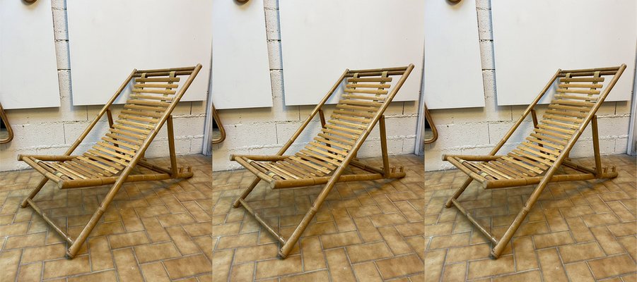 Italian Bamboo Lounge Chair, 1980s-FUE-1094467