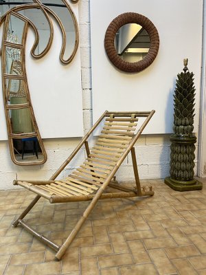 Italian Bamboo Lounge Chair, 1980s-FUE-1094467