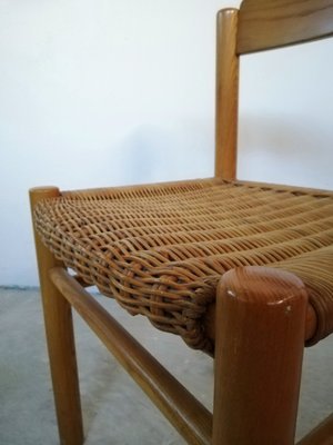 Italian Bamboo & Midollino Table and Chairs, 1970s, Set of 5-UIW-1140212