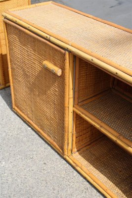 Italian Bamboo Rattan Bedside Tables, 1970s, Set of 2-EH-1251763