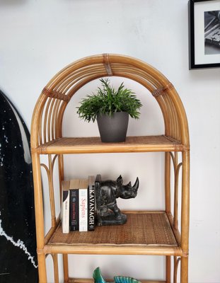 Italian Bamboo Rattan Bookshelf, 1960s-EUP-784284