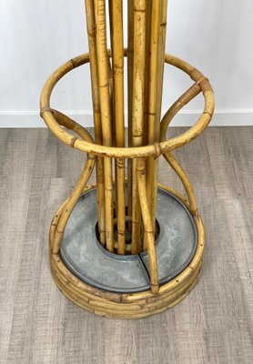 Italian Bamboo Rattan Coat Rack Umbrella Stand, 1960s-LYQ-1171563