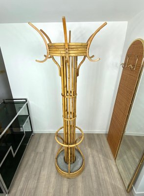 Italian Bamboo Rattan Coat Rack Umbrella Stand, 1960s-LYQ-1171563