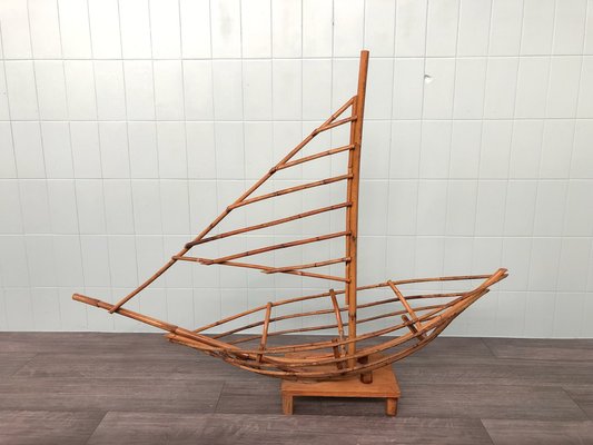 Italian Bamboo Sailboat Display, 1970s-FOV-1742454