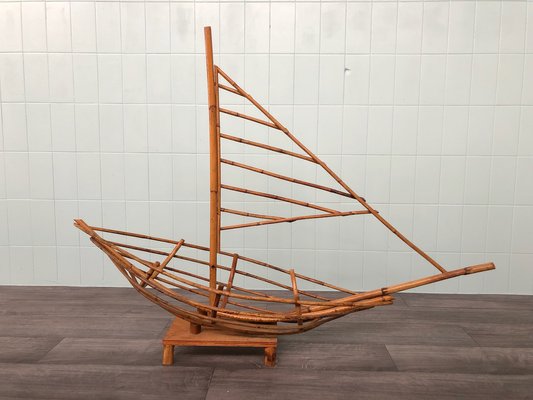 Italian Bamboo Sailboat Display, 1970s-FOV-1742454