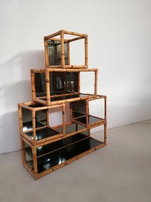 Italian Bamboo & Wicker Modular Shelves, 1970s-UIW-973166