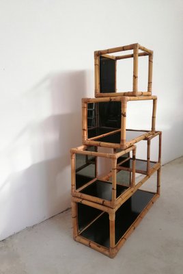 Italian Bamboo & Wicker Modular Shelves, 1970s-UIW-973166