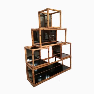 Italian Bamboo & Wicker Modular Shelves, 1970s-UIW-973166