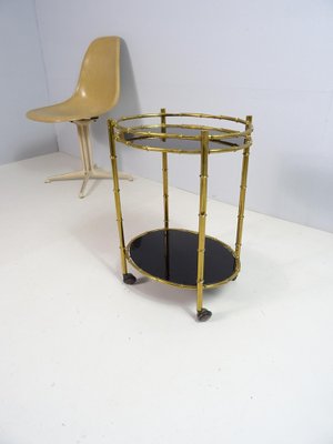 Italian Bar Cart in Faux Bamboo, Brass and Glass, 1960s-FPY-1780214