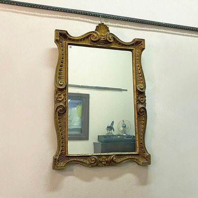 Italian Baroque Golden Frame Mirror, 1950s-GDD-1226009