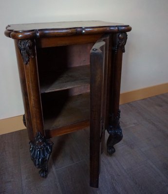 Italian Baroque Rococo Walnut Burl Nightstand, 1850s-EA-683936