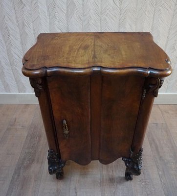 Italian Baroque Rococo Walnut Burl Nightstand, 1850s-EA-683936