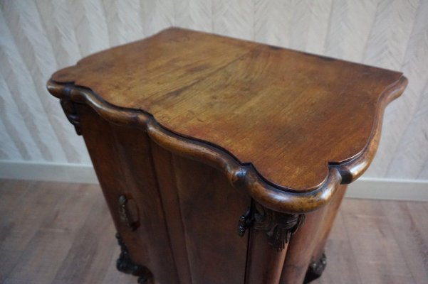 Italian Baroque Rococo Walnut Burl Nightstand, 1850s-EA-683936