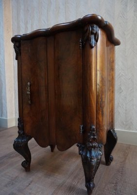 Italian Baroque Rococo Walnut Burl Nightstand, 1850s-EA-683936