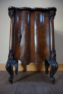 Italian Baroque Rococo Walnut Burl Nightstand, 1850s-EA-683936