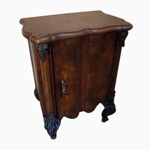 Italian Baroque Rococo Walnut Burl Nightstand, 1850s-EA-683936