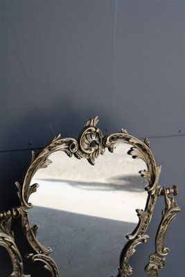 Italian Baroque Solid Brass Turning Table Mirror, 1950s-EH-1094620