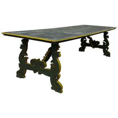 Italian Baroque Style Lyre-Shaped Leg Trestle Farm Dining Table-EUP-781905