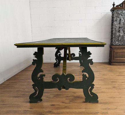 Italian Baroque Style Lyre-Shaped Leg Trestle Farm Dining Table-EUP-781905