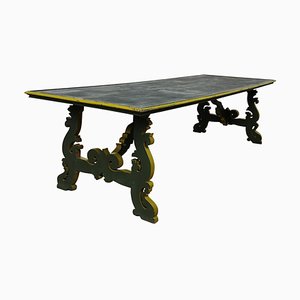 Italian Baroque Style Lyre-Shaped Leg Trestle Farm Dining Table-EUP-781905