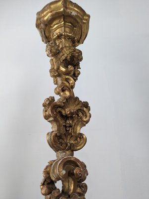 Italian Baroque Torcheres in Golden Wood, 1800s, Set of 2-JJT-1585799