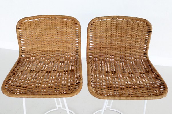 Italian Barstools in Wicker and Metal from Cidue, 1980s, Set of 2-VNE-966131