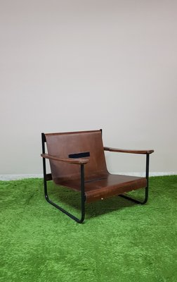 Italian Bauhaus Style Bentwood Armchair with Black Leather Cushion, 1960s-ZST-924062