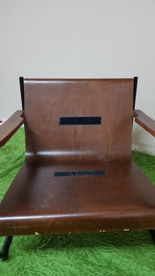 Italian Bauhaus Style Bentwood Armchair with Black Leather Cushion, 1960s-ZST-924062