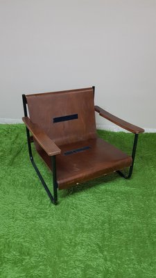 Italian Bauhaus Style Bentwood Armchair with Black Leather Cushion, 1960s-ZST-924062